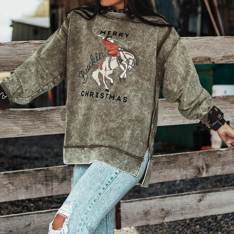 Vintage Western Rodeo Christmas Print Sweatshirt