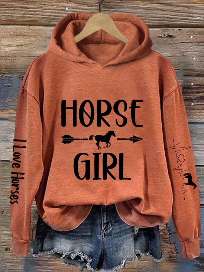 Women's Heartbeat Horse Lover Casual Hoodie