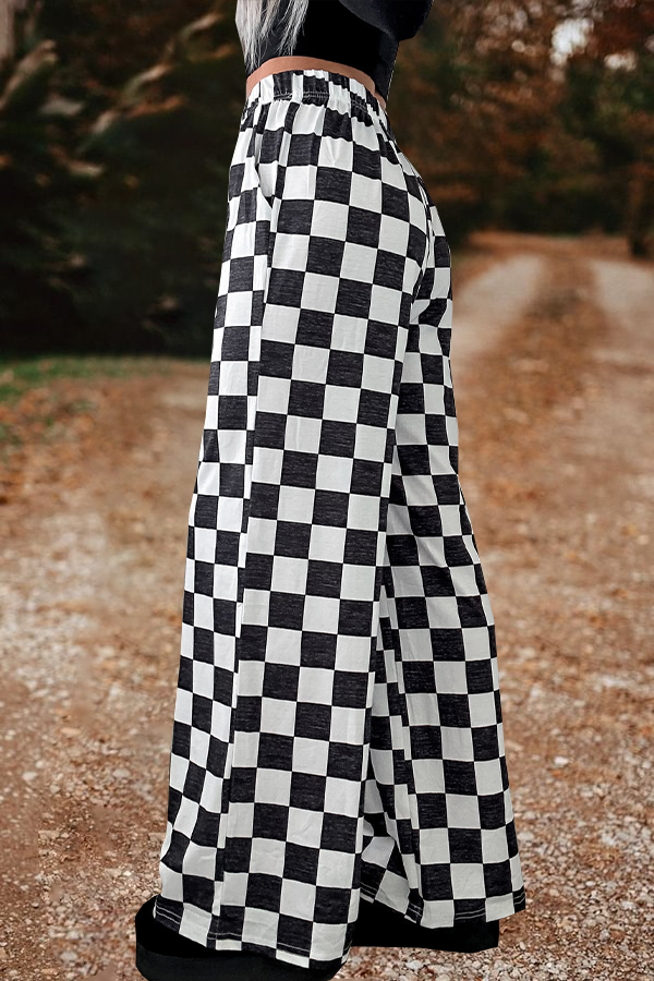 Checkered Wide Leg Pants