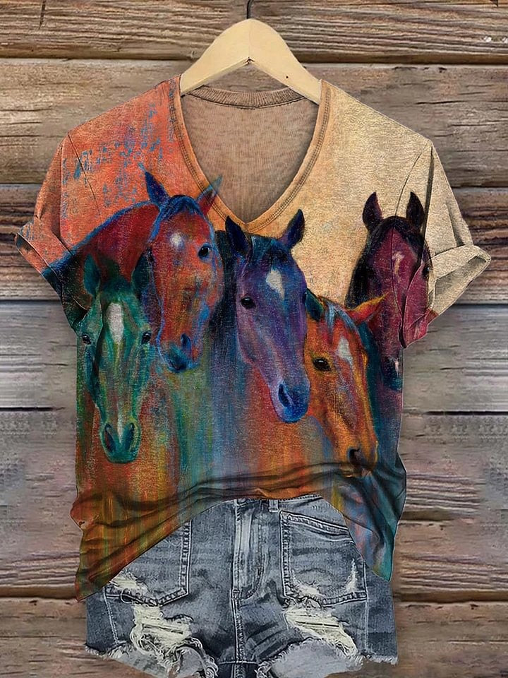 Color Horse Print T-shirt