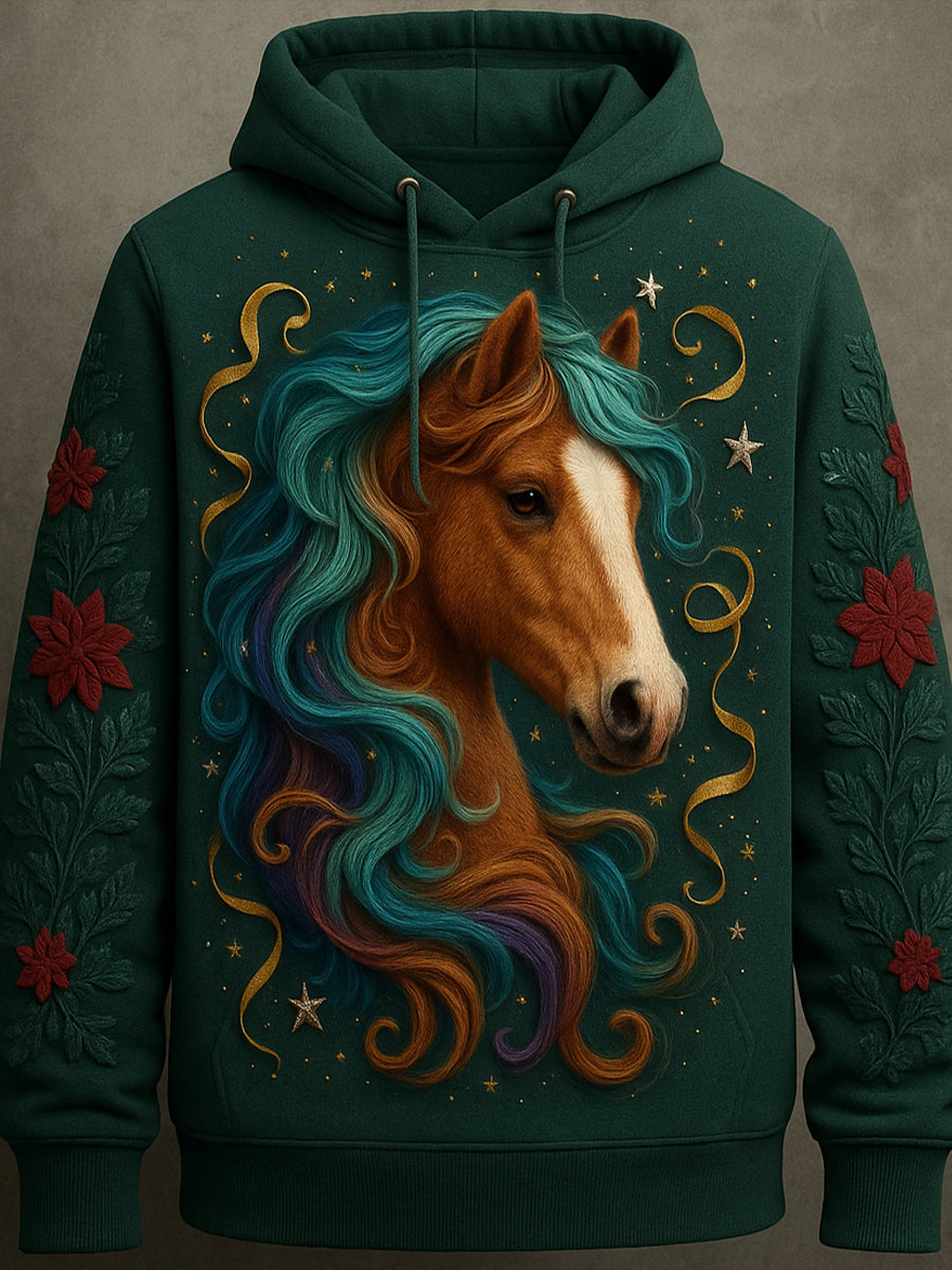 Horse Art Print Casual Hoodie