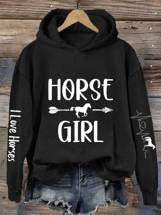 Women's Heartbeat Horse Lover Casual Hoodie