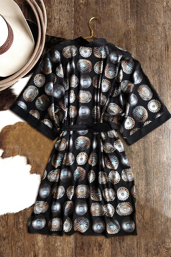 Gorgeous Sterling Turquoise Concho Graphics Robe