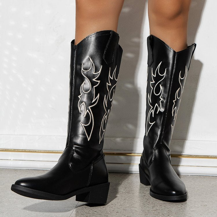 Womens Cowboy Embroidery High Western Boots