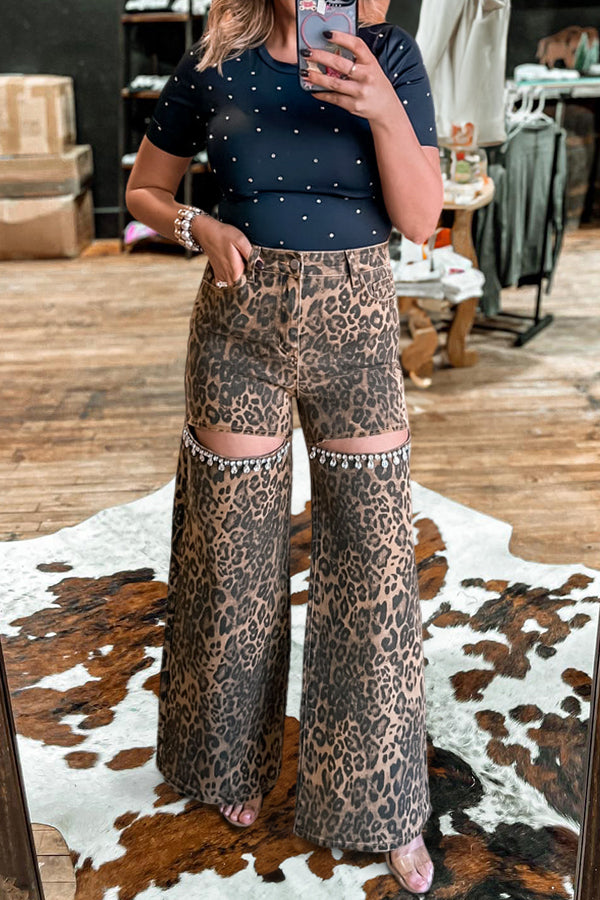 Vintage Rhinestone Leopard Pants