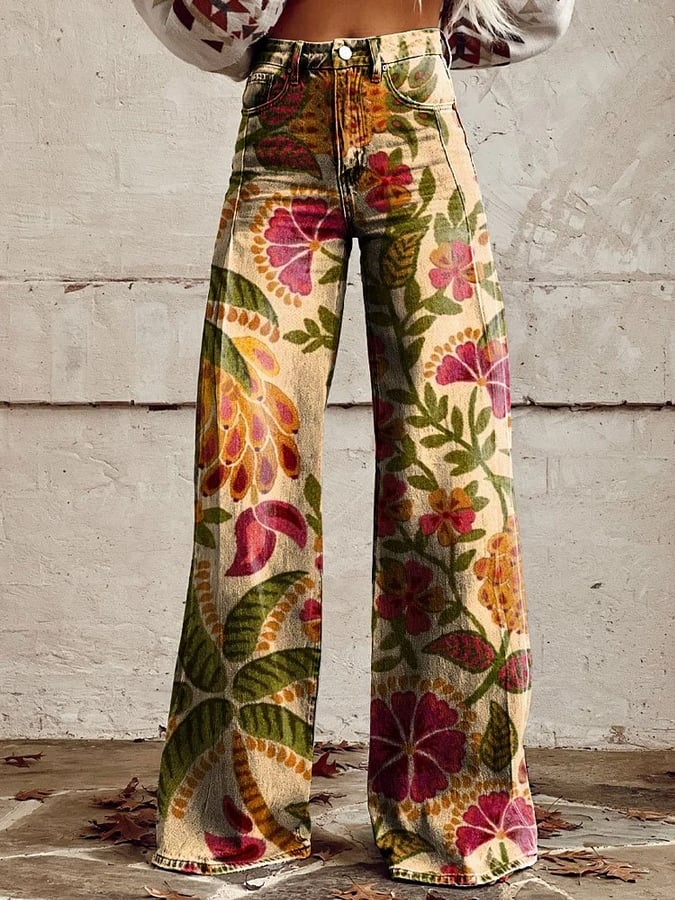 Women's Western Retro Print Casual Pants