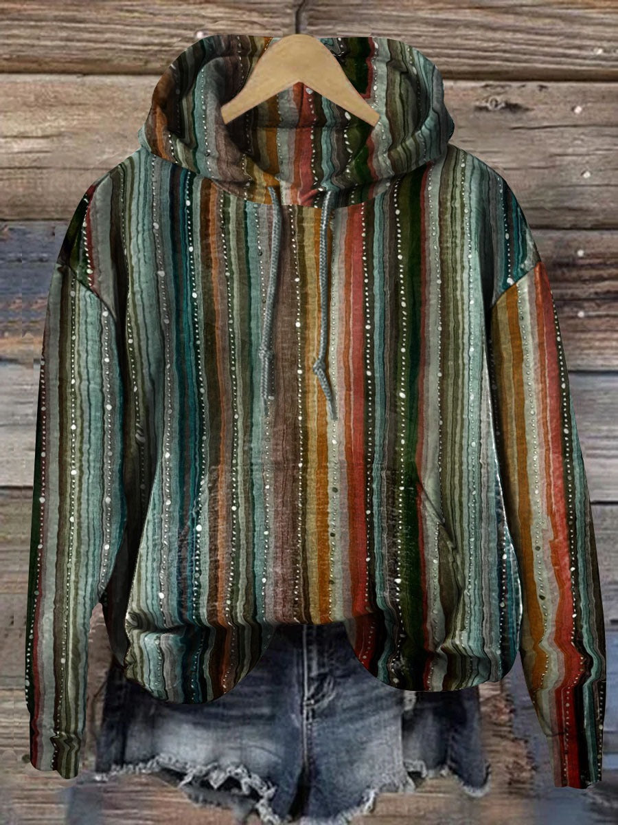 Retro Colorful Stripes Art Print Casual T-shirt