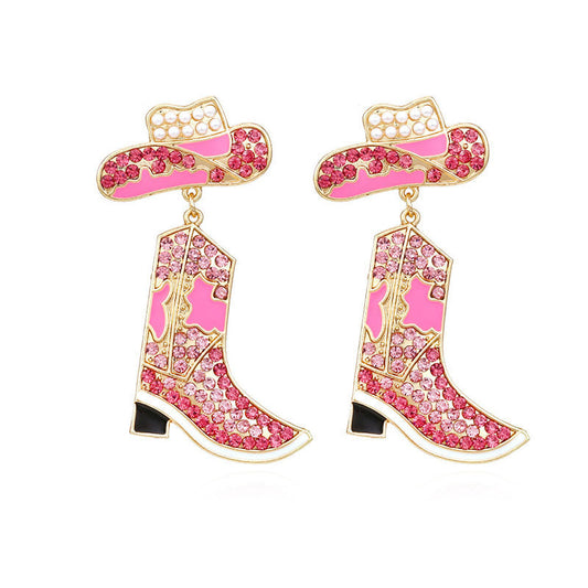 Rhinestone Cowboy Boot Earrings