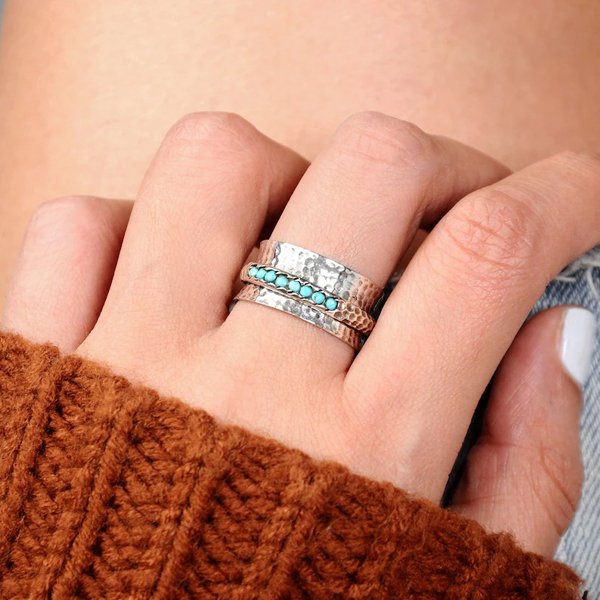 Turquoise Spinner Silver Ring