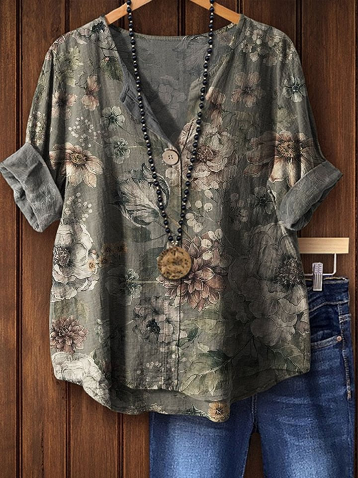 Women's Vintage Print Casual Shirt