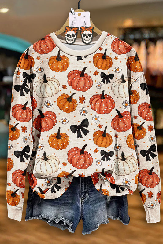 Halloween Polka Dot Pumpkins Print Sweatshirt