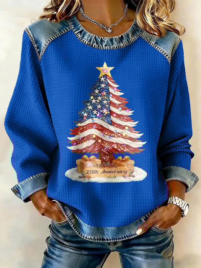 Retro Patriotic Christmas 1776–2026 250th Anniversary Print Sweatshirt