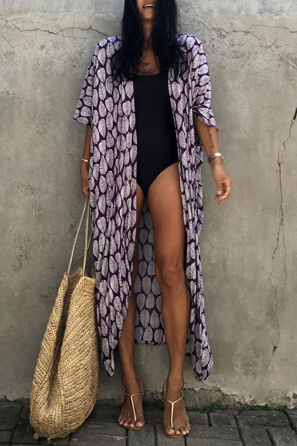 Hidden Island Boho Printed Kimono Beach Cover-up