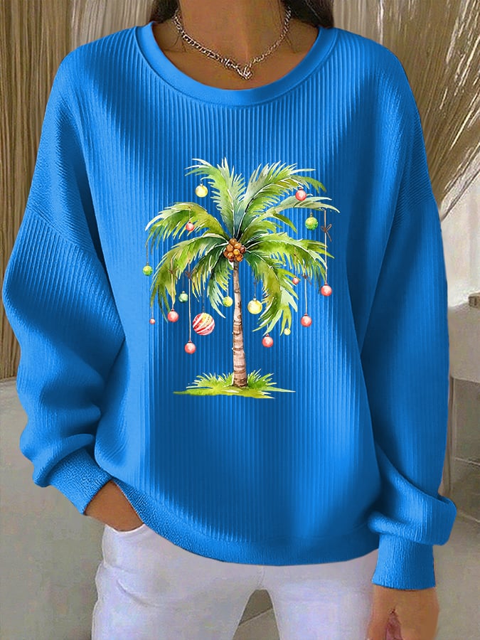 Women's Print Knit Crew Neck Long Sleeve Top