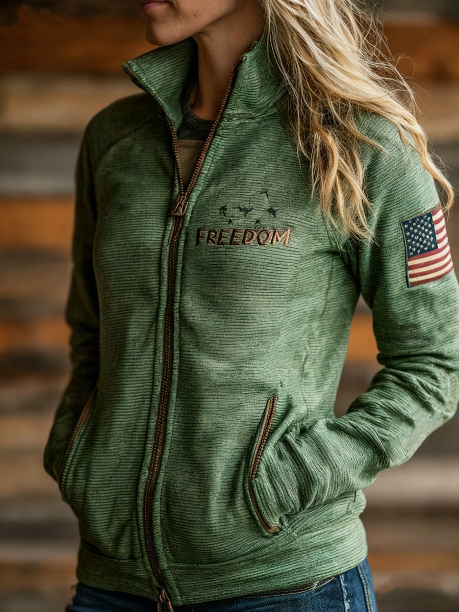 Women's Vintage FREEDOM Western Stand Collar Cardigan