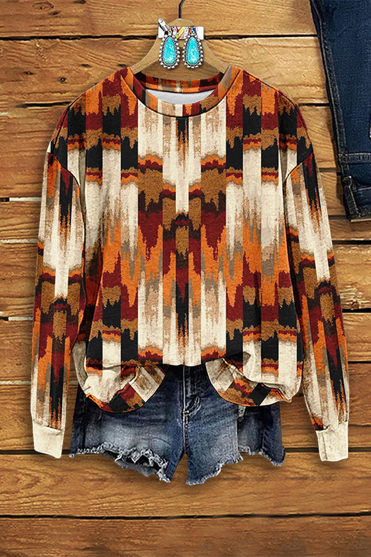 Classic Western Print Long Sleeve Top