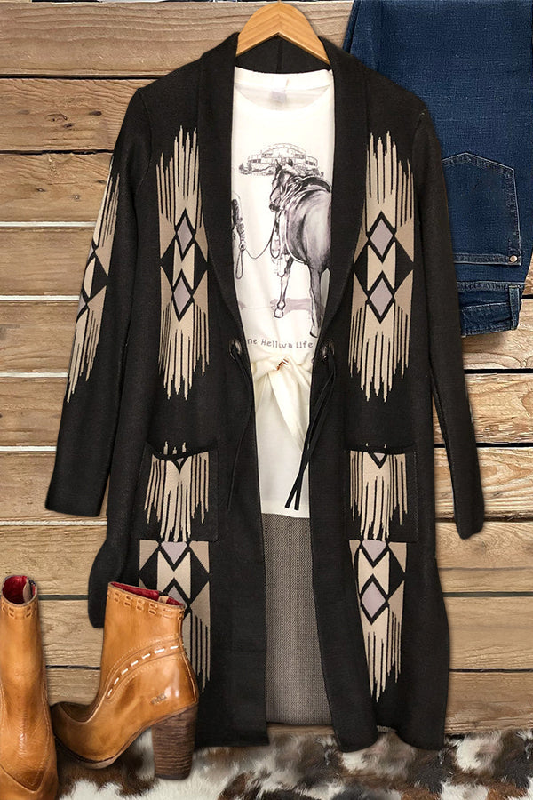 Vintage Western Aztec Pattern Sweater Cardigan