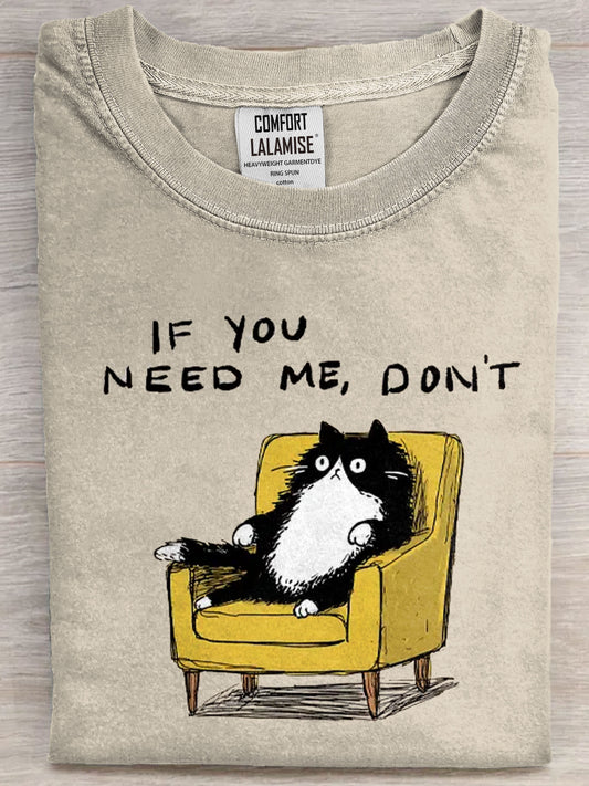 Unavailable Funny Cat Art Print Casual Short Sleeve T-shirt