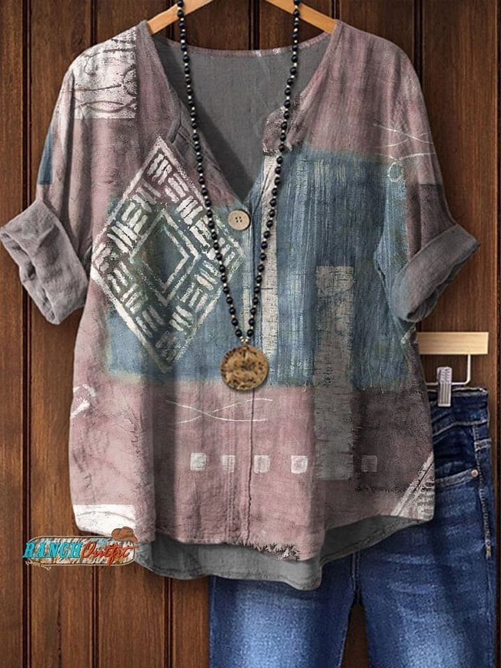 Women's Vintage Print Casual Shirt