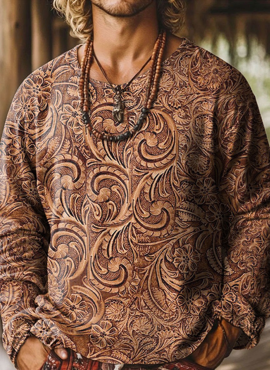 Women's Vintage Art Print Casual Cotton Shirt