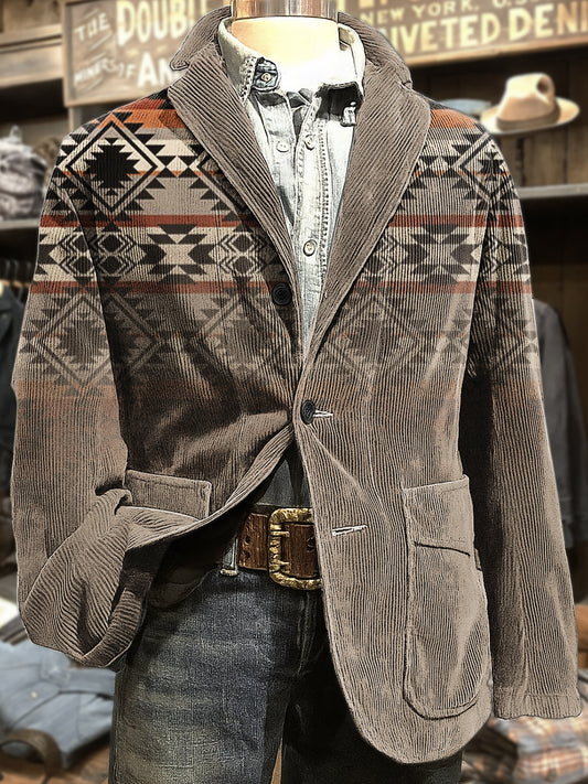 Men's Aztec Art Print Casual Coat