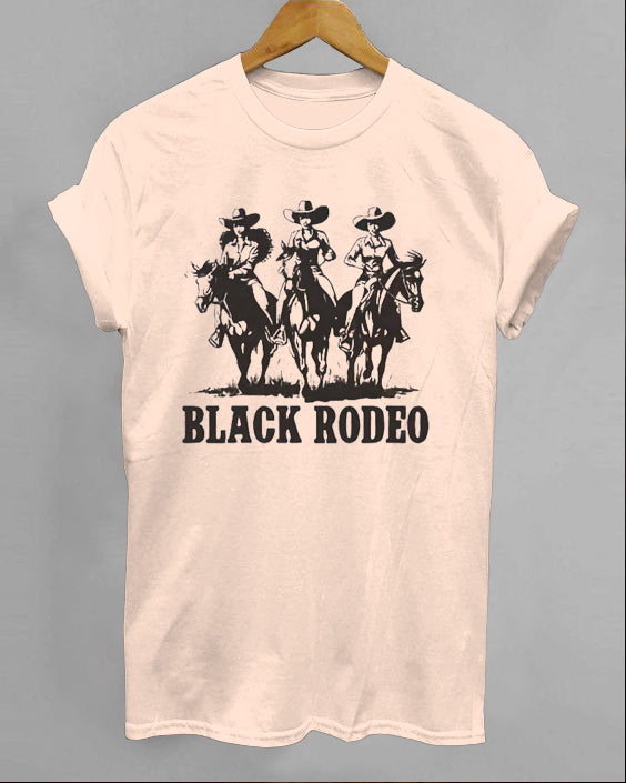 Black Rodeo Crew Neck Short Sleeve Cotton T-shirt