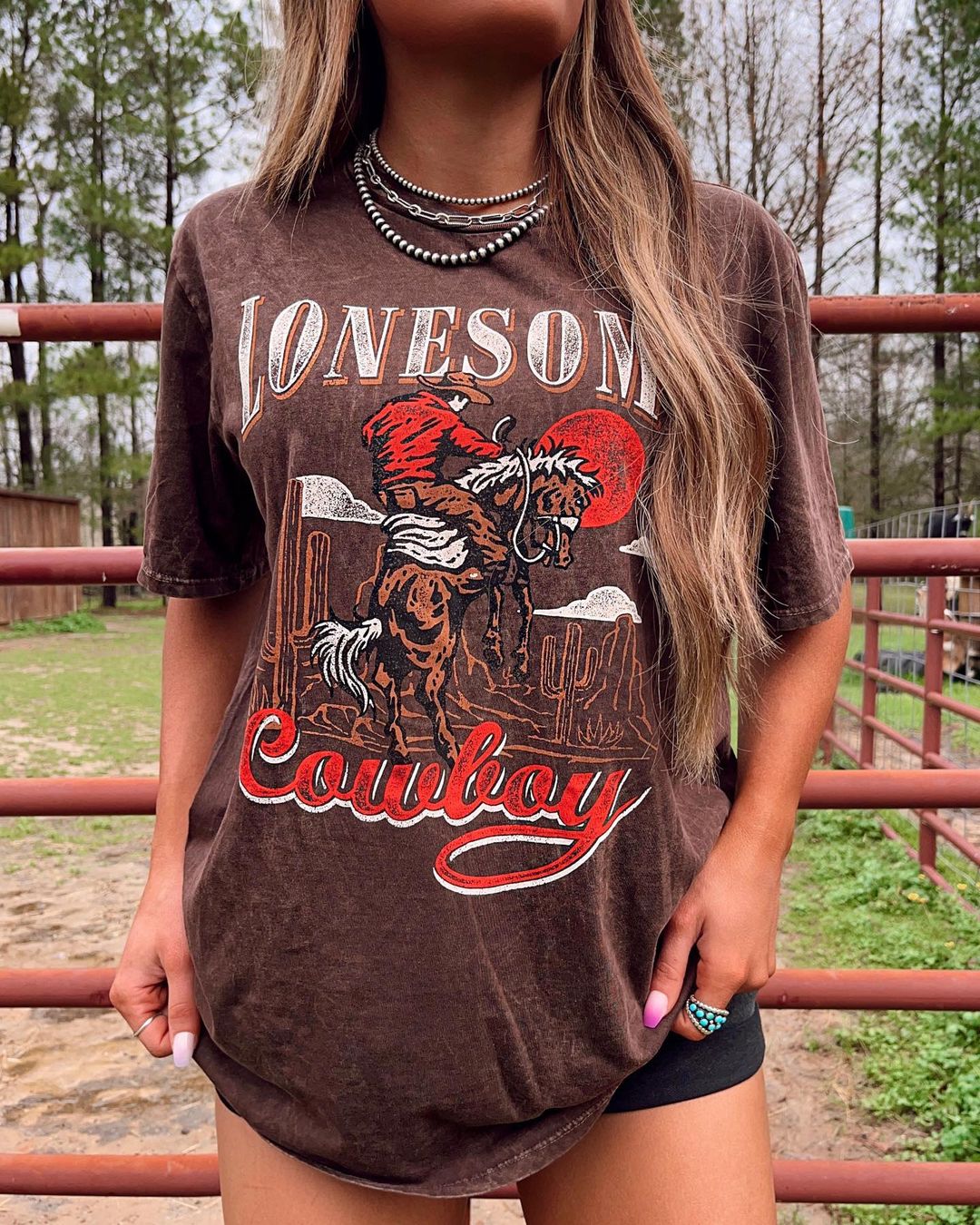 Cowboy Vintage Print Short Sleeve Tee