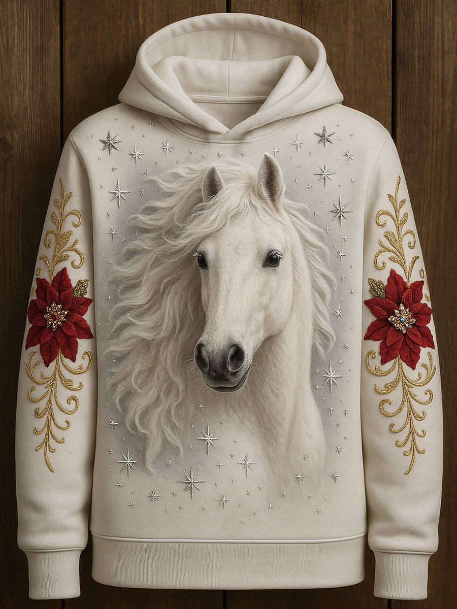 Horse Art Print Casual Hoodie
