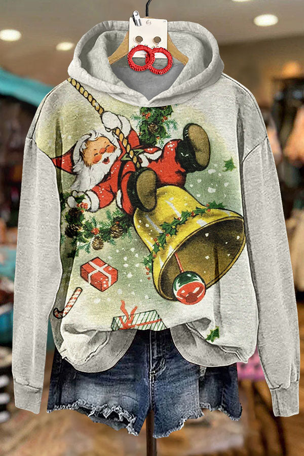 Happy Santa Claus Printed Hoodie