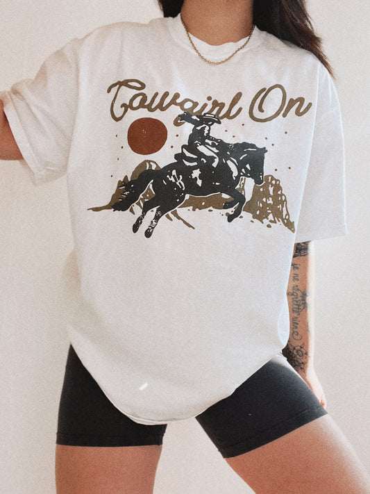 Vintage  Cowgirl On T-Shirt