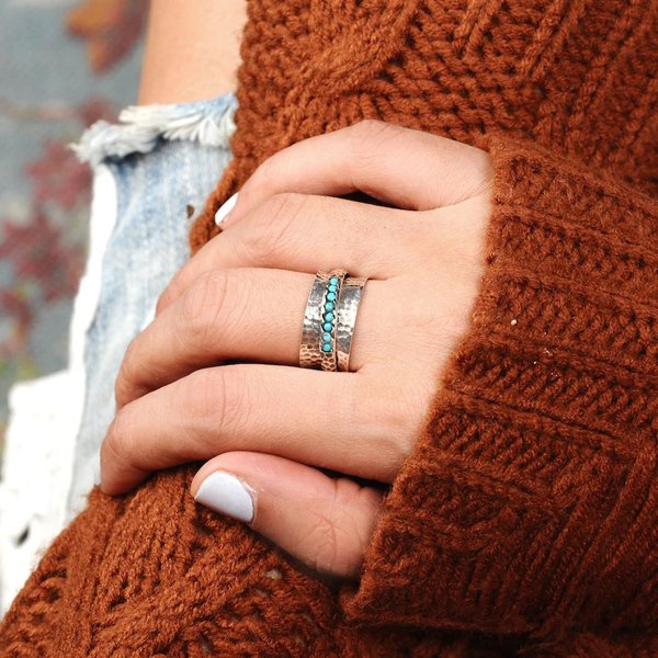 Turquoise Spinner Silver Ring