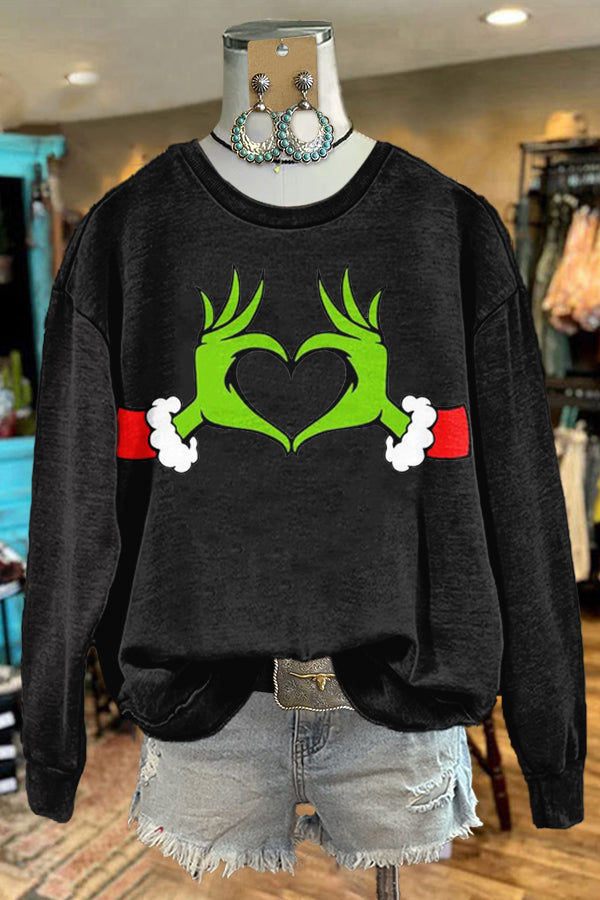 Classic Christmas Grinch Print Sweatshirt