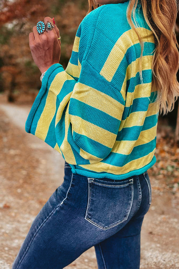 Pretty Floral Striped Print Sweater