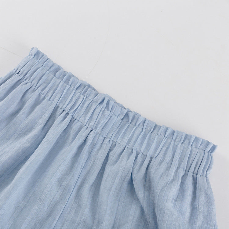 Cardigan Shorts Striped Suit Two-Piece Set