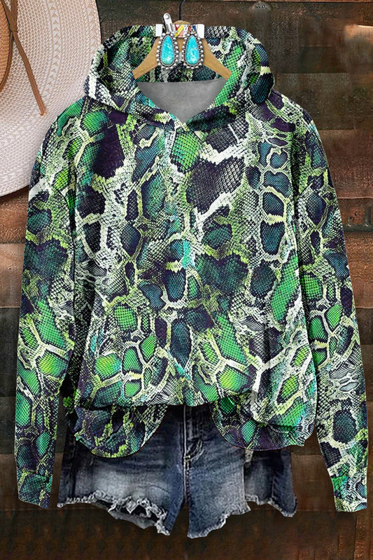 Vintage Snake Western Print Hoodie