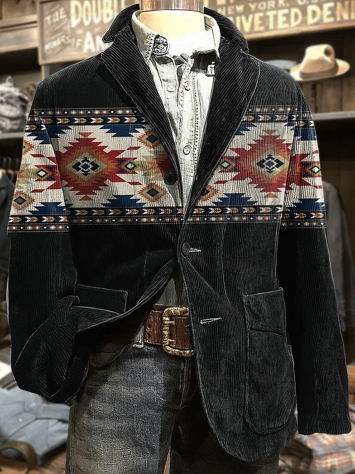 Men's Aztec Art Print Casual Coat