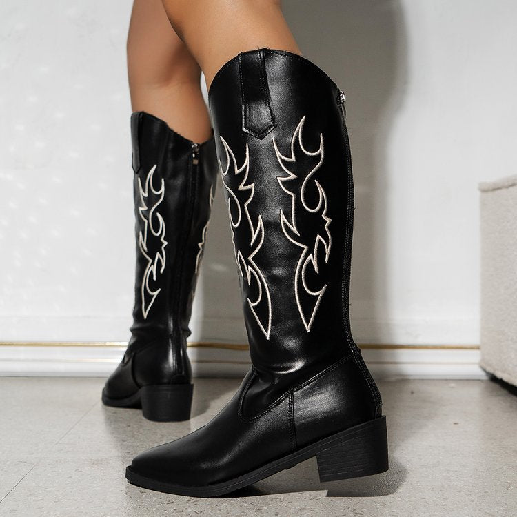 Womens Cowboy Embroidery High Western Boots