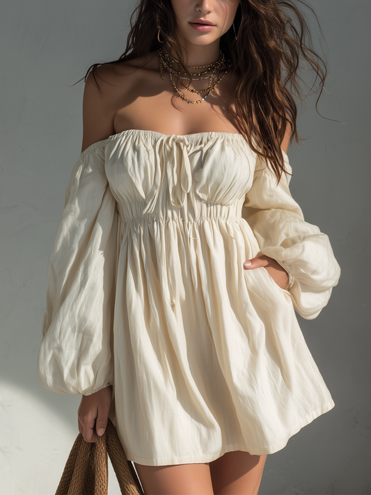 Romantic Tie-Front Off-Shoulder Mini Dress