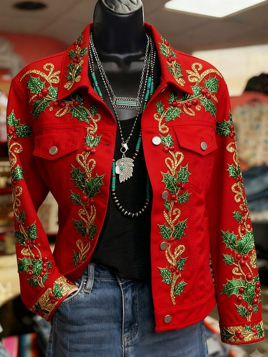 Women Vintage Print Jacket