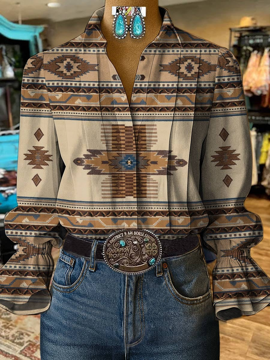 Aztec Print Unisex Plush Thick Long-Sleeved Cardigan Coat