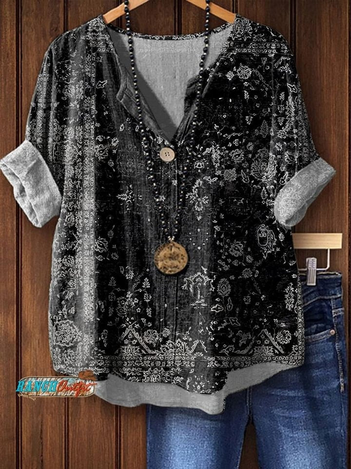 Women's Vintage Print Casual Shirt