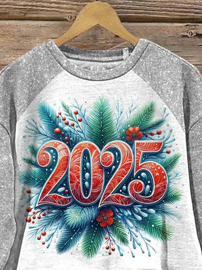 2025 New Year Graphic Printed Casual Sweatshirt