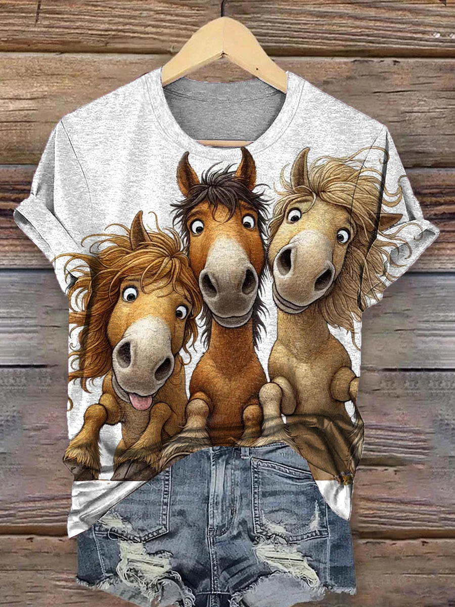 Funny Horse Art Print Classic Short-sleeved T-shirt