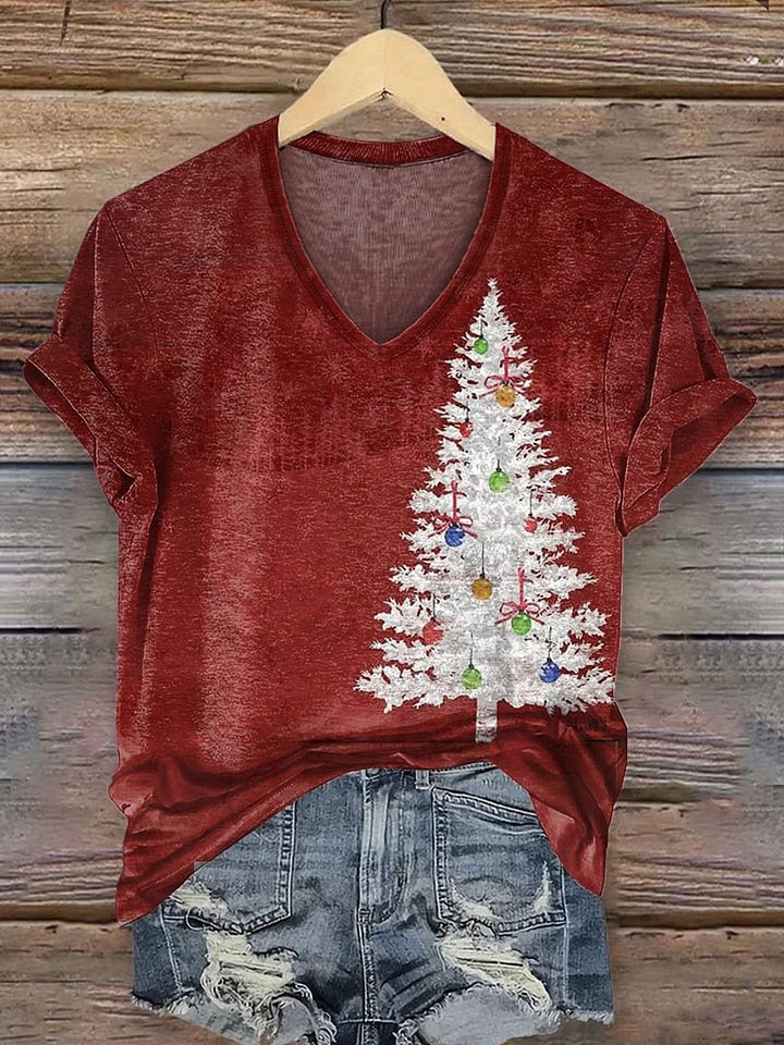 Vintage Christmas Art Print Casual Cotton Sweatshirt
