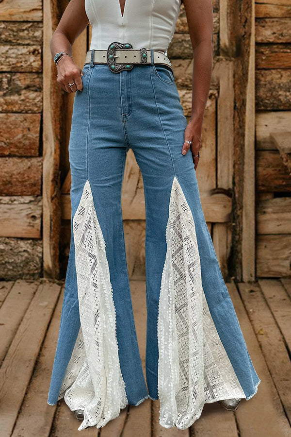 Vintage Southern Lace Bell Bottoms Jeans