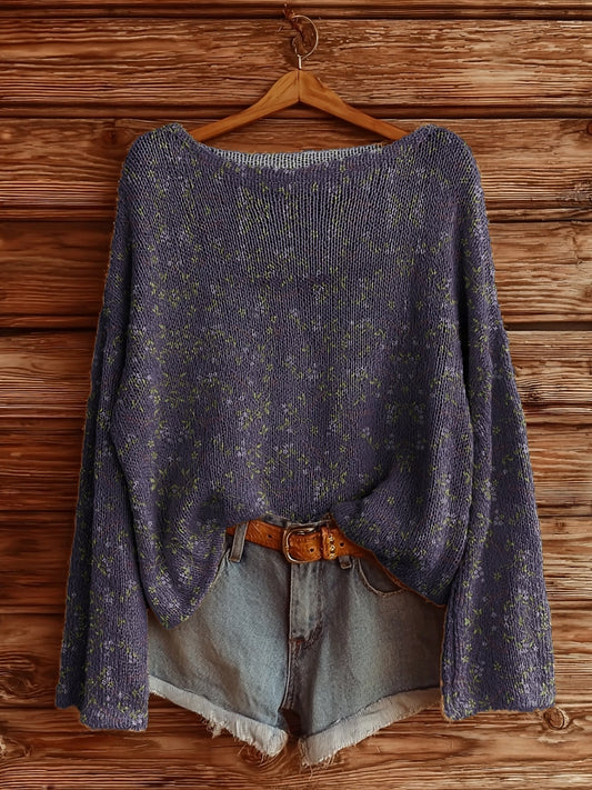 Women's Vintage Floral Pattern Art Print Casual Pullover Sweater