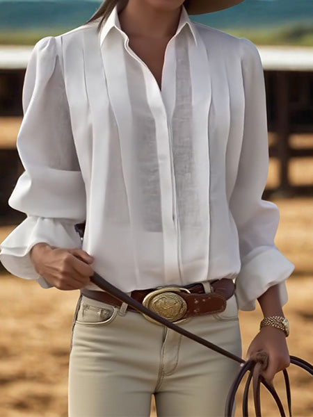 Women's Solid Color Lapel Long Sleeve Casual Loose Linen Cardigan Top