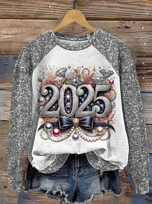 2025 New Year Celebration Graphic Printed Casual Sweatshirt