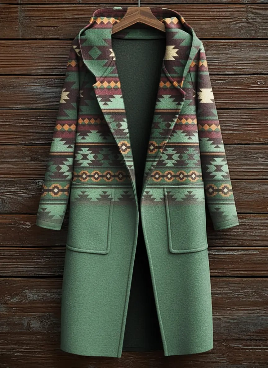 Vintage Aztec Western Art Print Casual Jacket