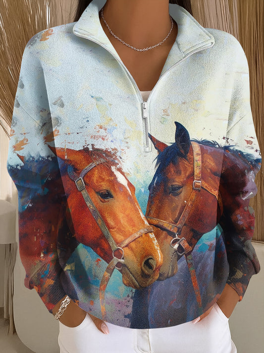 Women's Horse Art Print Casual Sweatshirt